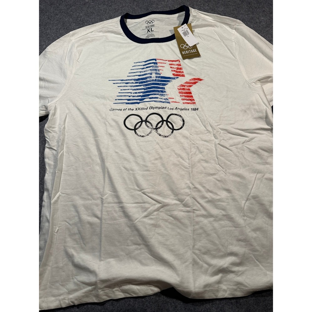 Olympic Heritage Los Angeles 1984 Ringer T-Shirt Mens XL White 408611-00-1 NEW